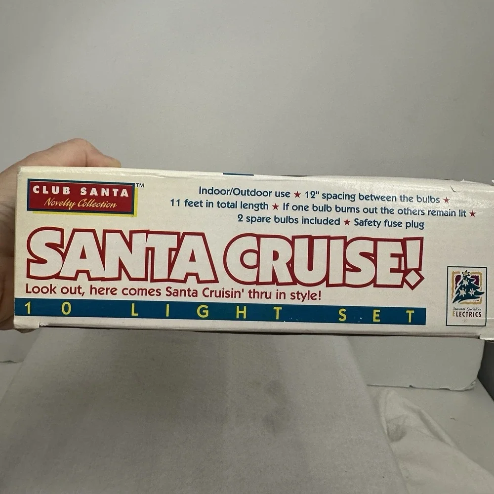 Seasonal Specialties Electrics SANTA CRUISE String Lights 10pc Set Vtg 1995 New!